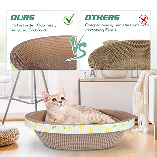 Oval Cardboard Cat Scratcher Bed Scratch Pad Nest Corrugated Scratching Board House, Training Toy for Furniture Protection (17.3")
