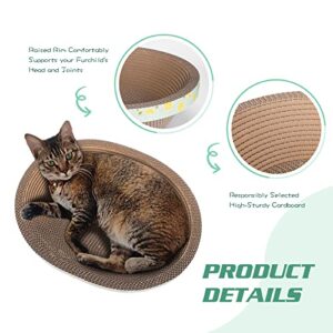 Oval Cardboard Cat Scratcher Bed Scratch Pad Nest Corrugated Scratching Board House, Training Toy for Furniture Protection (17.3")