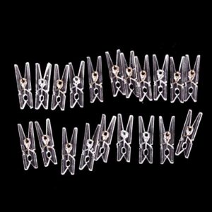 Clips 20 PCS Mini Spring Clear Transparent Clips Clothes Photo Paper Peg Pin Clothespin Craft Clips Party Home Decoration