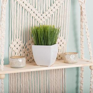 KALTEK Macrame Shelf | Boho Style with Two Tier Wood Shelves | Beautiful Handmade Macrame Shelf for Hanging Plants and Decor | Boho Wall Decor with Macrame Rope and Shelf