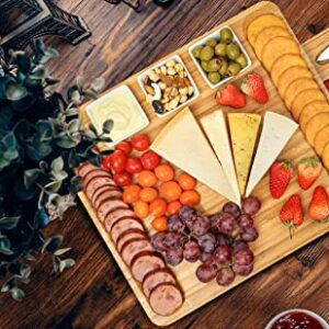 Cheese Board and Knife Set, Bamboo Charcuterie Boards Large Extra Meat Charcuttery Platter Serving Tray for Housewarming Thanksgiving Personalized Holiday Christmas Birthday Wedding Party Gifts Ideas