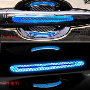 WindCar Car Door Handle Reflective Stickers Universal Auto Door Handle Scratch Cover Guard Protective Film Pad with Safety Reflective Strips 8 Pack (Blue color)