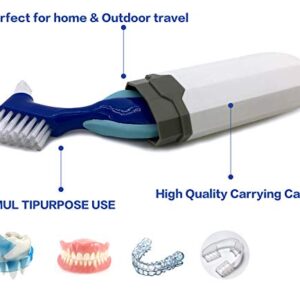 Ocircle Premium Hard Denture Brush Toothbrush, White Carrying Case, Multi-Layered Bristles & Portable Denture Double Sided Brush, Denture Care(Pack of 6)