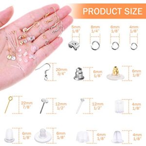 Anezus Earring Making Kit with Earring Hooks Findings, Earring Backs Posts, Jump Rings for Jewelry Making Supplies, 2320Pcs