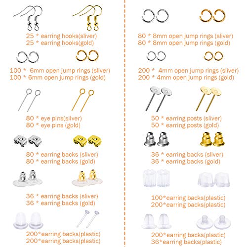 Anezus Earring Making Kit with Earring Hooks Findings, Earring Backs Posts, Jump Rings for Jewelry Making Supplies, 2320Pcs