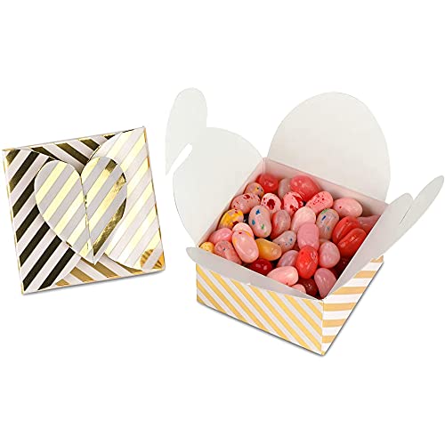 Sparkle and Bash Gold Foil Striped Party Favor Gift Boxes (2.6 x 2.6 x 1.6 Inches, 100 Pack)