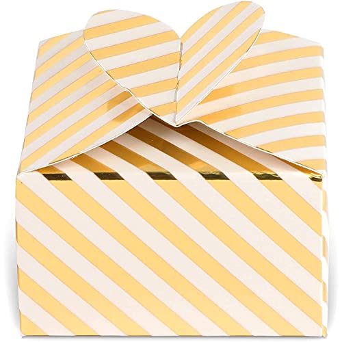 Sparkle and Bash Gold Foil Striped Party Favor Gift Boxes (2.6 x 2.6 x 1.6 Inches, 100 Pack)