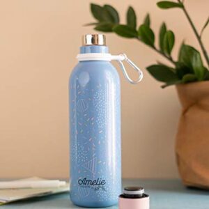 Grupo Erik Official Water Bottle-Sports Bottle-500ml / 17OZ, Stainless Steel, Vacuum Insulated Water Bottle, Double Wall Reusable Water Bottle With Carabiner, BPA Free, Kawaii Water Bottle (Amelie)