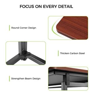 Eureka Ergonomic Folding Computer Desk, No Assembly, 43" Foldable Desk for Work Study Home Office PC Writing Student, Adjustable, Cherry