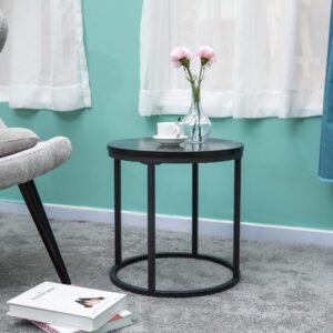 Ball & Cast Side End Table, 15.25" Dia, Black