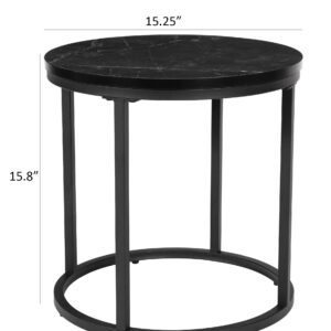 Ball & Cast Side End Table, 15.25" Dia, Black