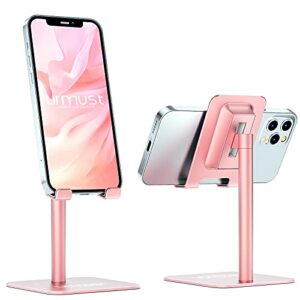 urmust cell phone stand angle adjustable phone stand for desk phone holder for office tablet stand compatible for iphone 14 13 12 11 pro max x xr 8 plus 7 6(rose gold)