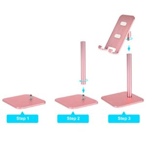 Urmust Cell Phone Stand Angle Adjustable Phone Stand for Desk Phone Holder for Office Tablet Stand Compatible for iPhone 14 13 12 11 Pro Max X Xr 8 Plus 7 6(Rose Gold)