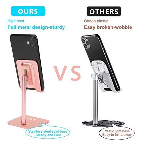 Urmust Cell Phone Stand Angle Adjustable Phone Stand for Desk Phone Holder for Office Tablet Stand Compatible for iPhone 14 13 12 11 Pro Max X Xr 8 Plus 7 6(Rose Gold)