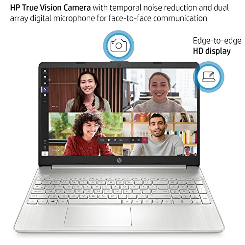 HP 2022 Newest 15 15.6" Laptop Computer, Intel Core i3 1115G4 up to 3.2GHz (Beat i5-10210U), 8GB DDR4 RAM, 256GB PCIe SSD, WiFi 6, Bluetooth, Natural Silver, Windows 11 S, BROAG 64GB Flash Drive