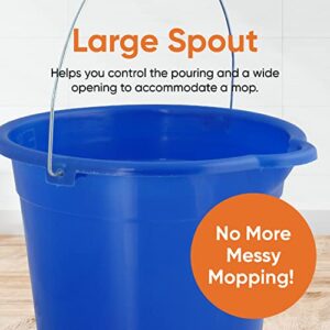 Mop Bucket 2.5 Gallon Bucket for Cleaning - Plastic Car Wash Bucket with Grip Handle - Royal Blue Bucket Small Durable Plastic Pail for Fishing, Mopping, Cleaning -10 Liter Camping Buckets