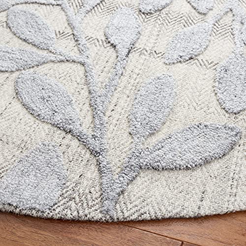 SAFAVIEH South Hampton Collection 6' Round Grey SHA302F Handmade Botanical Wool Area Rug