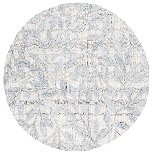 SAFAVIEH South Hampton Collection 6' Round Grey SHA302F Handmade Botanical Wool Area Rug