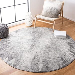 safavieh tulum collection area rug - 5' round, ivory & grey, modern abstract design, non-shedding & easy care, ideal for high traffic areas in living room, bedroom (tul228a)