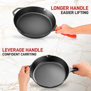 NutriChef - NCCI10 NutriChef Pre-Seasoned Cast Iron Fry Pan with Glass Lid & Silicone Handle, 10 inch, Black