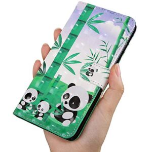 Asdsinfor Xiaomi Redmi Note 9 Pro Case 3D Stylish Wallet Case Credit Cards Slot with Stand for PU Leather Shockproof Flip Magnetic Case for Xiaomi Redmi Note 9 Pro/Note 9 Pro Max Panda Bamboo BX