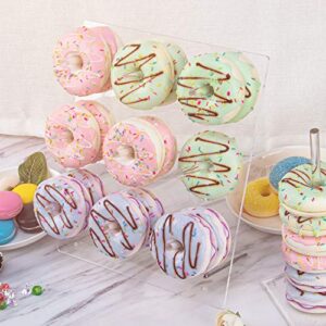 YestBuy Acrylic Donut Wall Display Stand, 2 pcs Clear Donut Stands, Clear Bagels Holds Up to 9 Donuts for Christmas, Wedding Birthday Treat Parties, Class Reunion, Children's Birthday Party