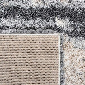 SAFAVIEH Fontana Shag Collection Area Rug - 8' x 10', Grey & Ivory, Modern Design, Non-Shedding & Easy Care, 2-inch Thick Ideal for High Traffic Areas in Living Room, Bedroom (FNT853G)