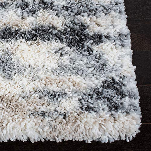 SAFAVIEH Fontana Shag Collection Area Rug - 8' x 10', Grey & Ivory, Modern Design, Non-Shedding & Easy Care, 2-inch Thick Ideal for High Traffic Areas in Living Room, Bedroom (FNT853G)