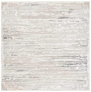 safavieh mayflower collection area rug - 6'7" square, beige & grey, modern distressed design, non-shedding & easy care, ideal for high traffic areas in living room, bedroom (may240b)