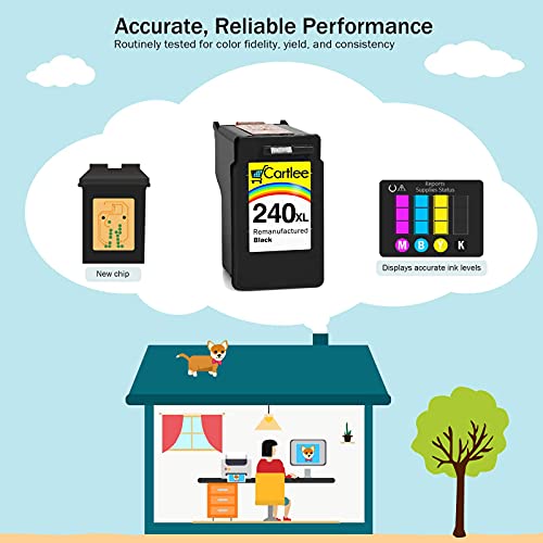 Cartlee 1 Black Remanufactured High Yield Ink Cartridge Replacement for PG-240XL 240 XL PIXMA MX472 MX452 MG3520 MX432 MX439 MG3220 MX512 MG2120 MX459 MG3620 MG3600 MX479