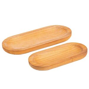 hawoo wood bambootrays,serving tray for eating,rustic ottoman wooden platter oval tray for food,(set of 2) large: 16 x7.25'', small: 12.5 x6'' …