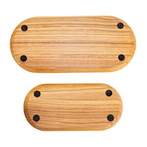 HAWOO Wood BambooTrays,Serving Tray for Eating,Rustic Ottoman Wooden Platter Oval Tray for Food,(Set of 2) Large: 16 x7.25'', Small: 12.5 x6'' …