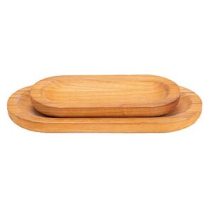 HAWOO Wood BambooTrays,Serving Tray for Eating,Rustic Ottoman Wooden Platter Oval Tray for Food,(Set of 2) Large: 16 x7.25'', Small: 12.5 x6'' …