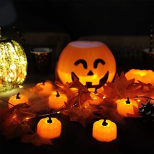 Homemory 12 Pack LED Pumpkin Lights, Halloween Pumpkins Battery Operated, Pumpkin Tea Lights, Light Up Jack O’ Lanterns for Halloween Decoration, Orange