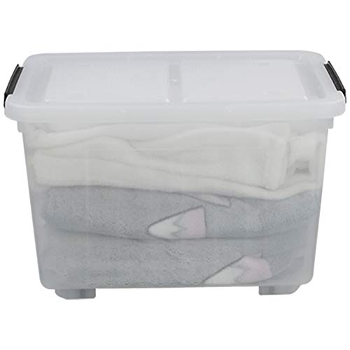 Leendines 30 Liter Clear Storage Box with Wheels, 4 Packs Large Plastic Bins