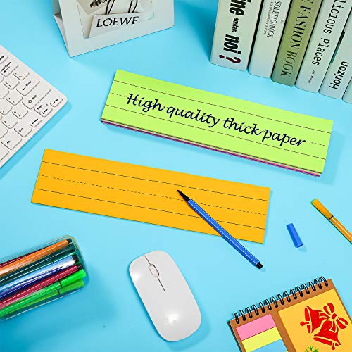 200 Sheets Sentence Strips Ruled Rainbow Sentence Strips Self Adhesive Lined Sentence Learning Strips Fluorescent Paper for School Office Supplies 8 Colors, 8 Pieces, 3 x 12 Inch