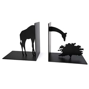 customoffi decorative metal bookends - best for home, office, room, cafe, book shop, library - 2 pieces/set for book collectors or enthusiast giraffe