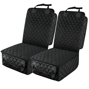 peticon waterproof front seat car cover 2 pack, full protection dog car seat cover with side flaps, nonslip scratchproof captain chair seat cover fits for cars, trucks, suvs, jeep, black