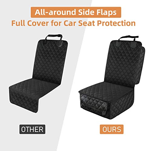PETICON Waterproof Front Seat Car Cover 2 Pack, Full Protection Dog Car Seat Cover with Side Flaps, Nonslip Scratchproof Captain Chair Seat Cover Fits for Cars, Trucks, SUVs, Jeep, Black