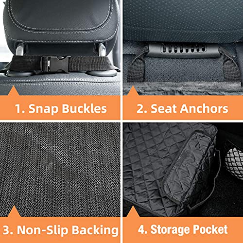 PETICON Waterproof Front Seat Car Cover 2 Pack, Full Protection Dog Car Seat Cover with Side Flaps, Nonslip Scratchproof Captain Chair Seat Cover Fits for Cars, Trucks, SUVs, Jeep, Black