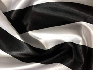 black & white 2" wide stripe - faux silk charmeuse polyester satin fabric
