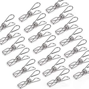 Pealeep 52 Pack Clothes pins,2 Inch Multi-Purpose Stainless Steel Durable Clothes Pegs, Metal Wire Utility Clips for Home, Kitchen, Office, Outdoor, Travel