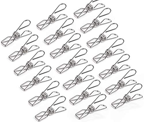 Pealeep 52 Pack Clothes pins,2 Inch Multi-Purpose Stainless Steel Durable Clothes Pegs, Metal Wire Utility Clips for Home, Kitchen, Office, Outdoor, Travel