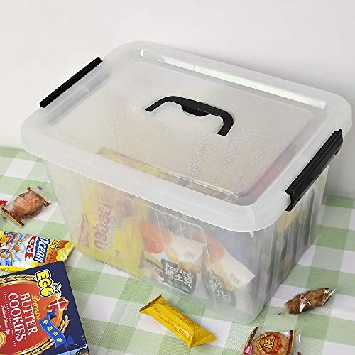 Leendines 12 Liter Clear Latching Storage Box, 4 Packs