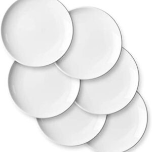 DELLING Ceramic Appetizer Plates, 7 Inch White Dessert Plates/Salad Plate, Small Dinner Plates for Snacks, Side Dishes, Round Serving Plates Set of 6, Microwave & Dishwasher Safe