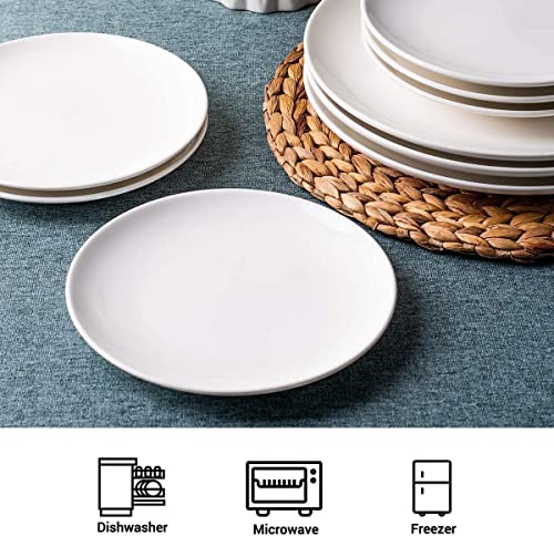 DELLING Ceramic Appetizer Plates, 7 Inch White Dessert Plates/Salad Plate, Small Dinner Plates for Snacks, Side Dishes, Round Serving Plates Set of 6, Microwave & Dishwasher Safe