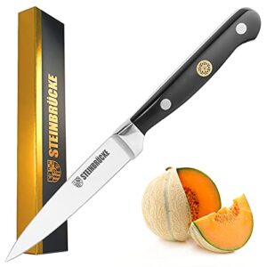 gioventù paring knife 4 inch - small kitchen knife forged from german stainless steel 5cr15mov (hrc58), full tang, sharp paring knife for cutting, peeling, slicing fruits and vegetables