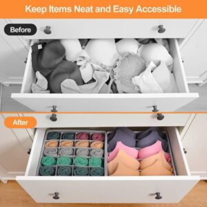 GOGOODA 4 Pcs Underwear Drawer Organizers Divider, Closet Socks Organizer and Storage Boxes for Lingerie, Bra, Undies