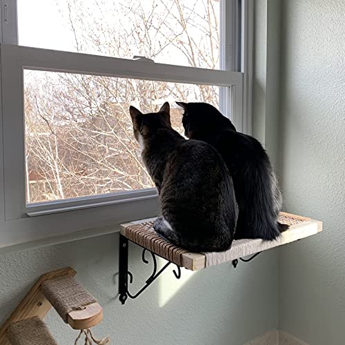 Purife Floating Cat Wall Shelves & Perches for Indoor Large Cats - Wall Mount Cat Hammock Bed Cat Shelf for Wall, Modern Cat Wall Furniture, Cat Window Sill Ledge Shelf for Sleeping and Sighting