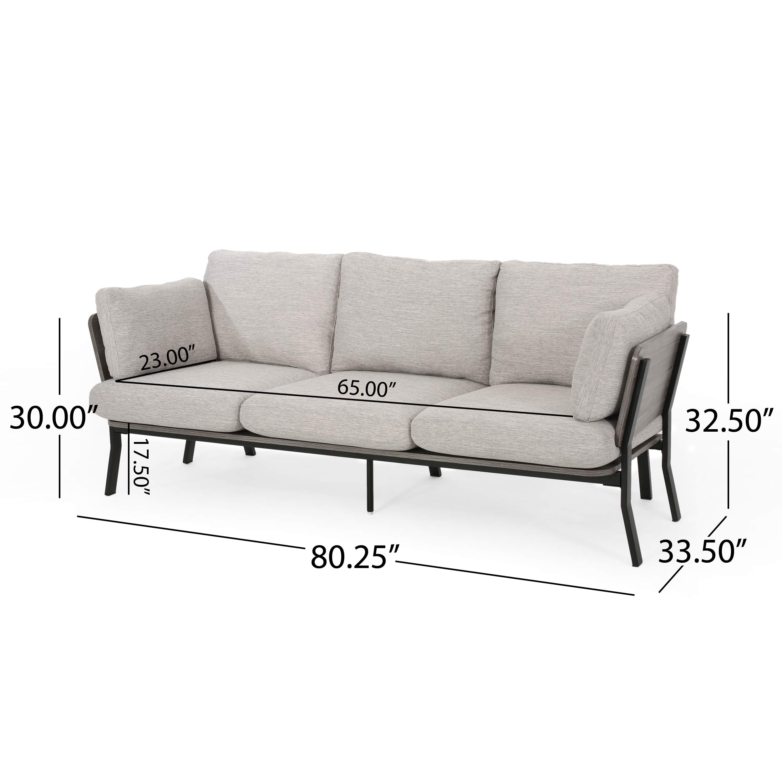 Christopher Knight Home Abigail Mid-Century Modern 3 Seater Wood Frame Sofa, Light Gray, Gray, Black